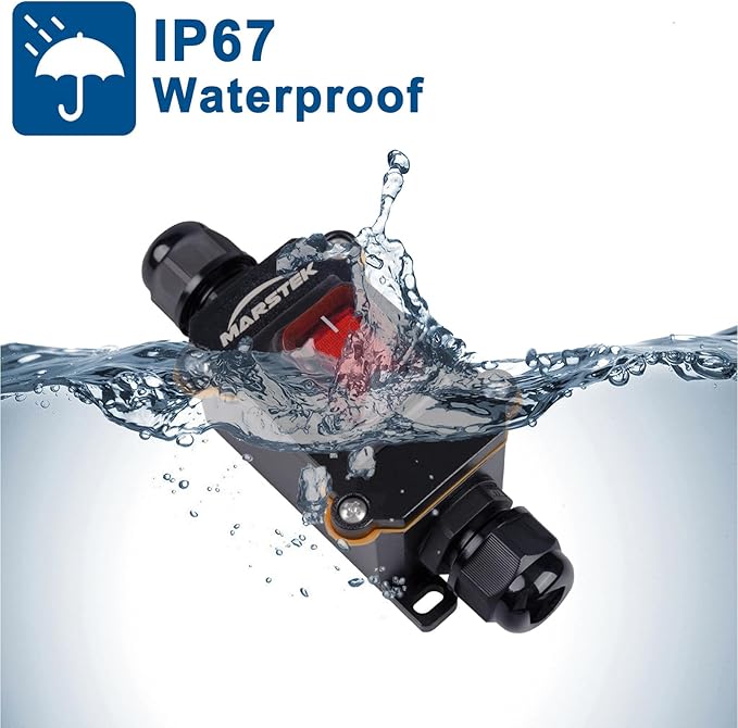12V Inline Power Switch, IP67 Waterproof SAE to SAE Cable with On/Off Switch, 14AWG Heavy Duty Quick Connect/Disconnect for Solar Panels, RVs, Motorcycles, and More