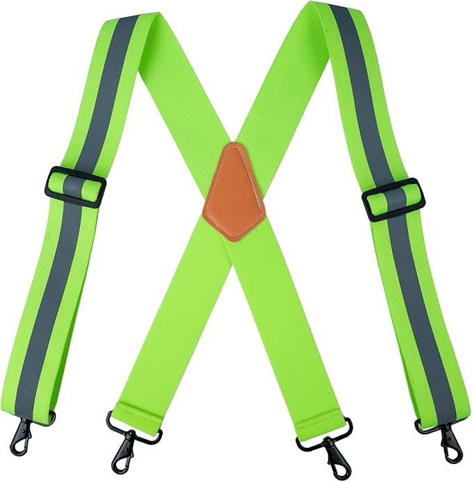MELOTOUGH Reflective Safety Suspenders|Work Suspenders with Hi Viz Reflective Strip Hold Up Tool Belt Suspenders