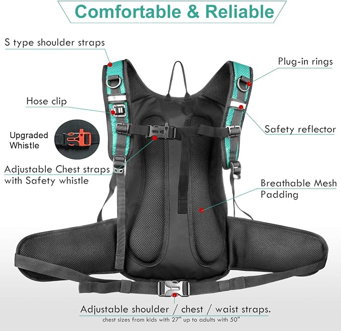 Hydration Pack, Insulated Hydration Backpack with 2L BPA Free Water Bladder and Storage, Hiking Backpack for Men, Women, Kids for Running, Cycling, Camping - Keep Liquid Cool up to 5 Hours