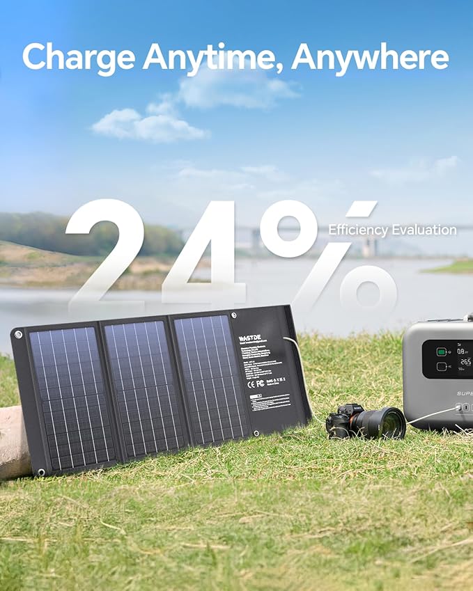 30W Portable Solar Panel 3 USB Ports Chargers (18V/1.6A Max), IP65 Waterproof Large-Capacity Storage Solar Panel, Fast Charging Foldable Panel for Camping,Hiking, Cell Phone,Tablet