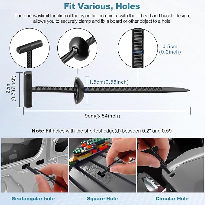 2nd Generation Nylon Universal Cable Ties Buckle(100 pcs) – Heavy Duty Self-Locking Zip Ties with Pin & Button, UV-Resistant Fasteners for Auto Repair