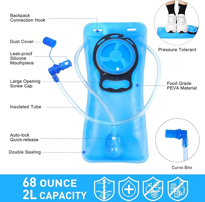 KUYOU Running Hydration Vest - Lightweight Insulated Hydration Backpack with 2L Water Bladder, Adjustable Chest Straps and Reflective Water Backpack for Running Marathon Race Hiking Cycling