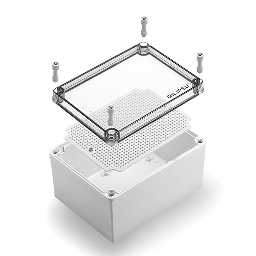 QILIPSU Outdoor Junction Box IP67 Waterproof Project Box ABS Plastic Weatherproof Electrical Enclosure Clear Cover (7.9"x5.9"x5.1" CC)