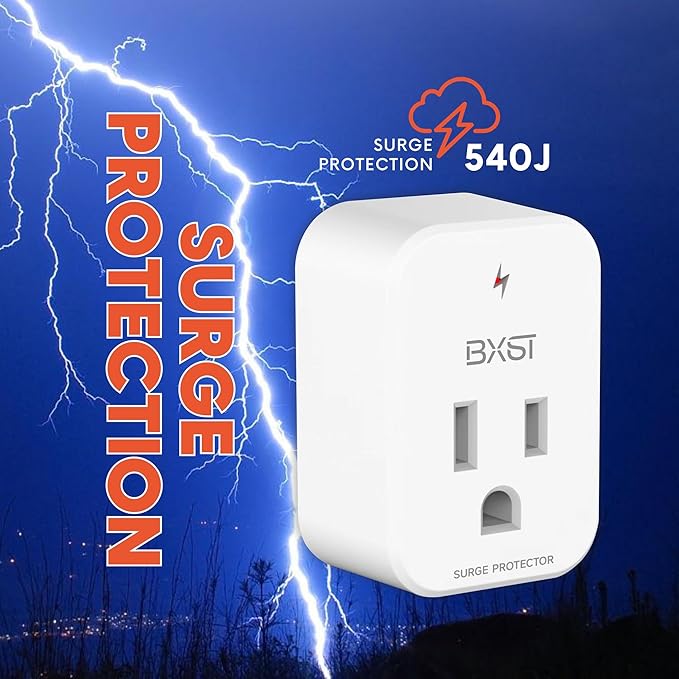 BXST Single Outlet Surge Protector for Refrigerator Small Wall Tap Surge Protector Single Plug 120V Mini Socket Lightning Protection for PC, TV, Phone, PS5 and Home Appliances, 15A, 1800W, 1 Pack