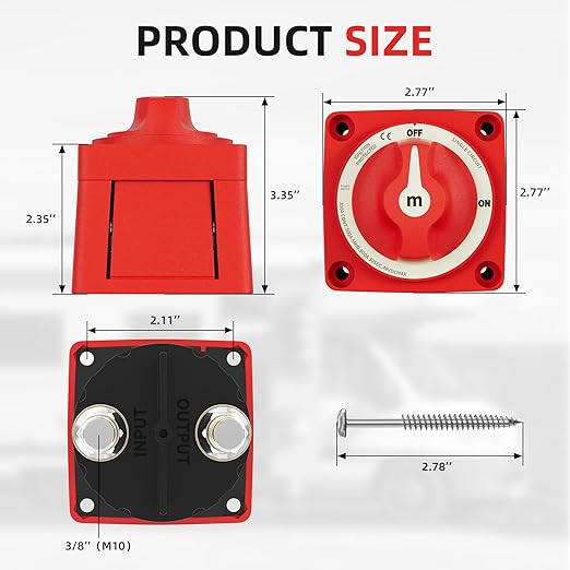Battery Disconnect Switch 12V 48V Marine Battery Cut Off Switch 300A Heavy Duty Ignition Protected On/Off Battery Kill Switch for Car Boat RV ATV UTV Vehicles