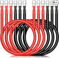 Hoteam 6 Pcs Battery Cable Copper Battery Inverter Cables with Terminals 3/8 Inch Lugs Red and Black Both Ends Power Inverter Wire for Solar Motorcycle Automotive RV Car Boat Marine (4awg,2ft)