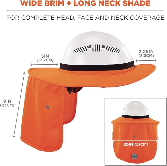 Ergodyne Chill Its 6661 Universal Hard Hat Brim Sun Shade with Neck Flap, Safety Helmet Sun Shield