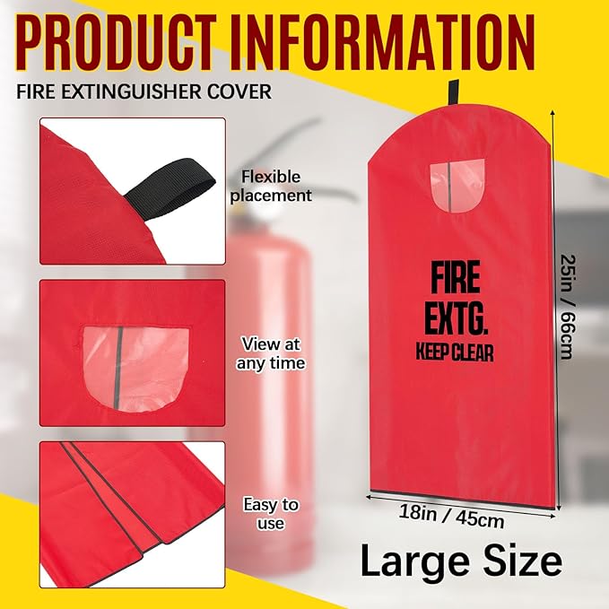 Amylove 2 Pcs Fire Extinguisher Cover 13-20 lb Heavy Duty Thickened Fire Protective Sleeve from Scuffs and Scratches Accessories 18" W x 26" L