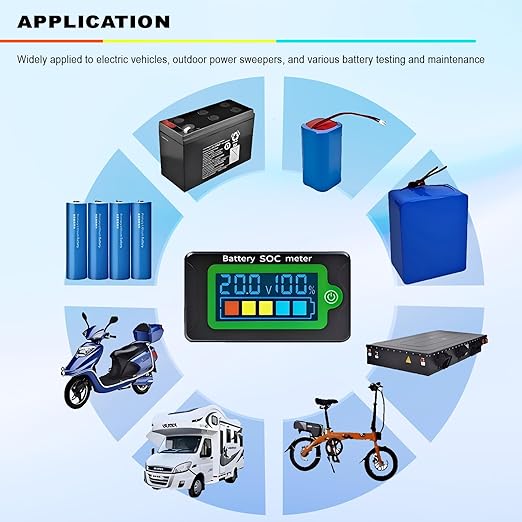 Battery Capacity Indicator 12V 24V 48V 60V 72V Golf Cart Battery Meter Digital Voltage Monitor Gauge, LCD Display Voltmeter Tester for Lithium Batteries&Lead-Acid Batteries