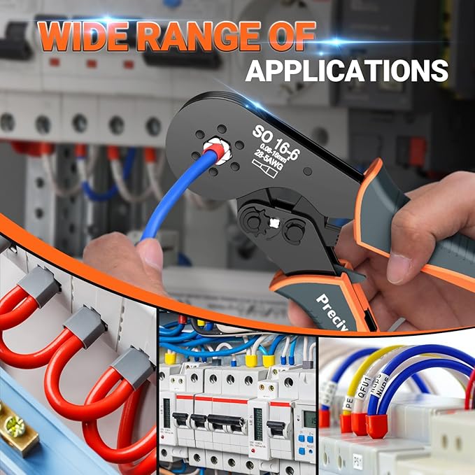 Ferrule Crimping Tool Kit, Preciva Upgrade Double & Single Ferrules Connectors, Hexagonal Ratchet Jaw Wire Crimping Pliers AWG 28-5 with 1200PCS Terminal Connector Sleeves