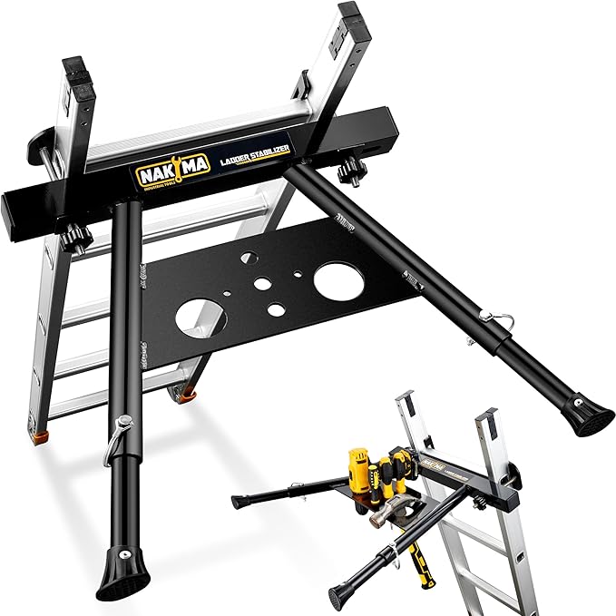 Ladder Stabilizer, Ladder Stabilizer for Roof, Wall Ladder Standoff Aviation Grade Aluminium, Adjustable Leg 22-29.5" Ladder Stabilizer withstands 300 LBS Weight Rating