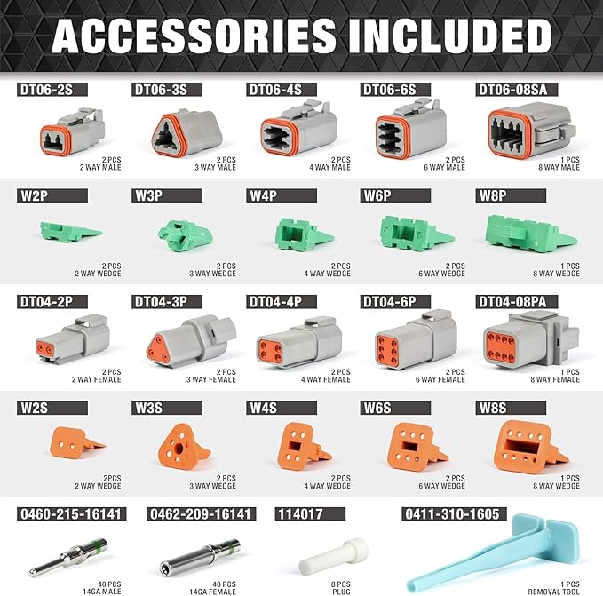 iCrimp Closed Barrel Crimper 4 Way Indent,8 Impression Type Deutsch Crimper for Solid Contacts Gage 14,16&18(IWD-16) with DT Connector Kit