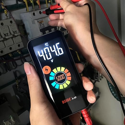 BSIDE Rechargeable Digital Multimeter Color LCD 3 Results Display 6000 Counts Auto-Ranging Pocket Voltmeter Cap Duty Cycle Live Check Voltage Tester