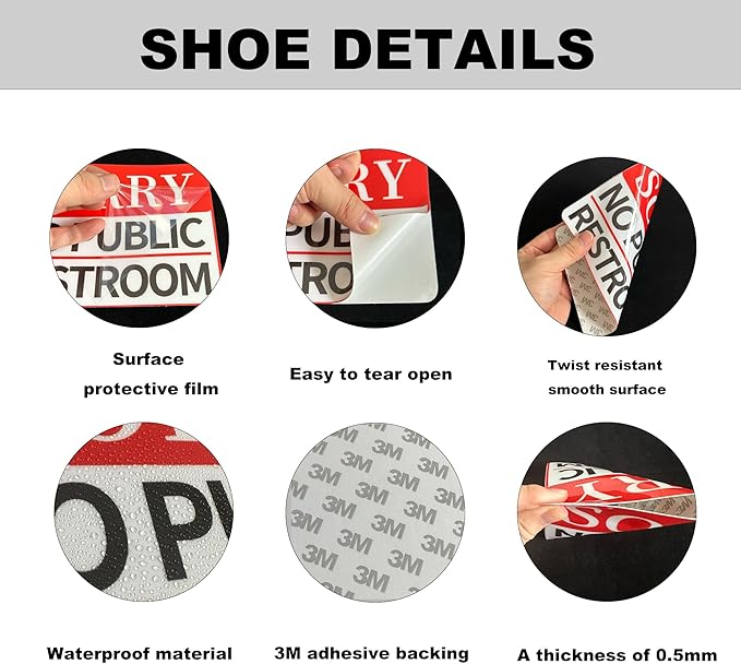 2 PCS No Public Restroom Signs for Business, Self Adhesive Vinyl No Public Restroom Sticker Waterproof and UV Resistant Sorry No Public Bathroom Signs for Door or Window