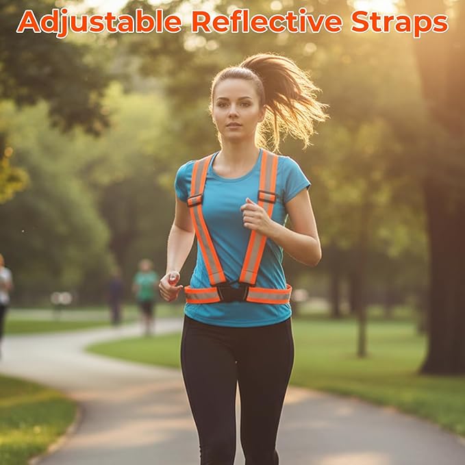 20 Pcs Reflective Vest Running Gear, High Visible Multicolor Adjustable Reflective Vest Elastic Bright Neon Lightweight Safety Straps for Men Women Night Walking Running Cycling Jogging