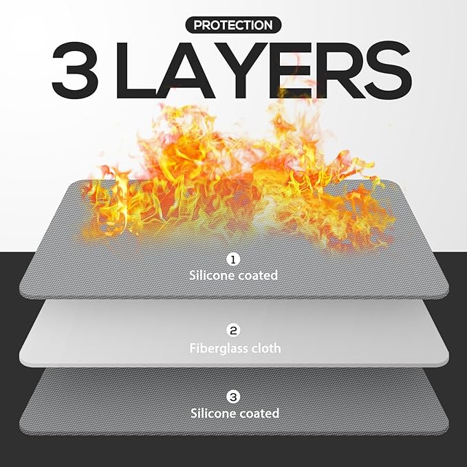 FLASLD Fireproof Lithium Battery Cover 40×40 inch, Fastest & Simplest Way to Isolate and Extinguish Small Fires, Fire Blanket for E-Scooter and E-Bike Grey