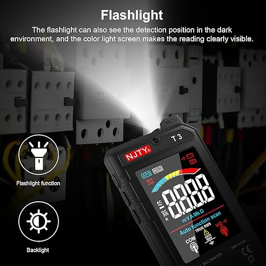 T3 Smart Digital Multimeter, Ultra-Thin Rechargeable Voltmeter with 3.2" Color LCD, Auto-Ranging 600V AC/DC Tester for Resistance NCV Live Wire Detection