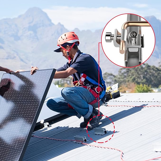 8 Pack Solar Panel Grounding Lugs Solar Panel Clamps Bonding Lug Solar Grounding Clip Mounting Clamp Panel Clamps