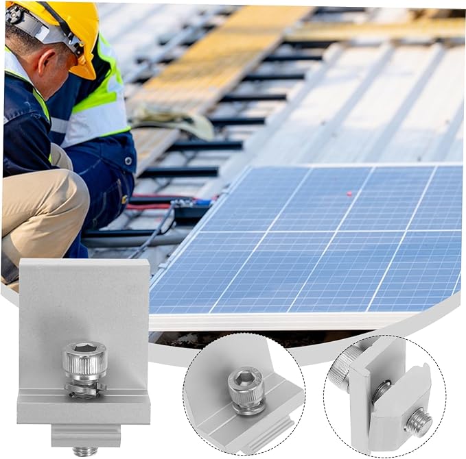 12pcs Solar Panel Rack Clips Side Compression Bracket Clamps for Fixed Solar Panel Installation Versatile Outdoor Use Support System