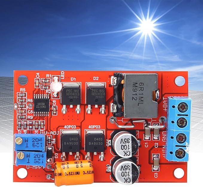 MPPT Solar Panel Regulator, 5A Solar Battery Charging Controller, DC 8-28V Input, Industrial Grade Temperature Range, with Terminal Connection