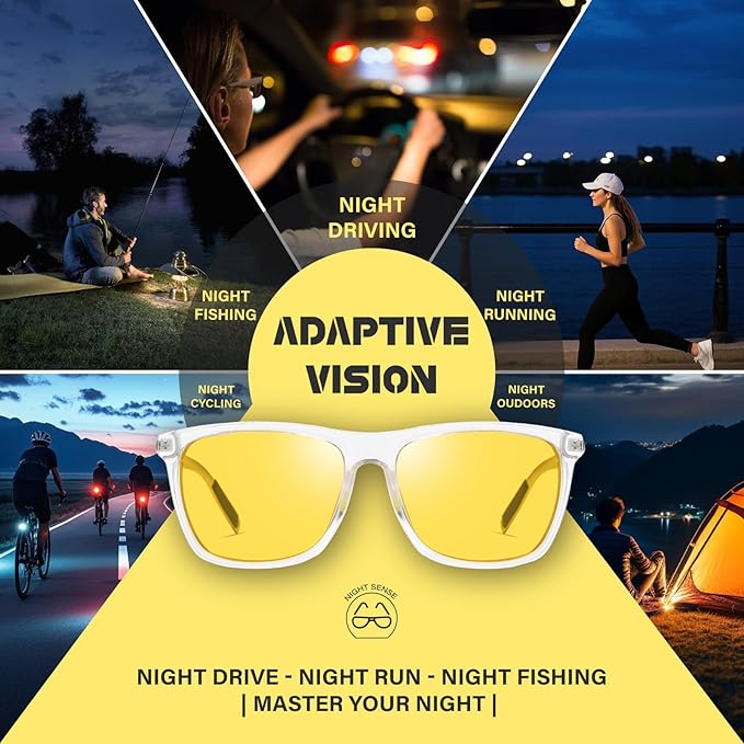 DUCO Polarized Night Vision Glasses for Men and Women Yellow Safety Driving Glasses with UV Protection and Anti Glare