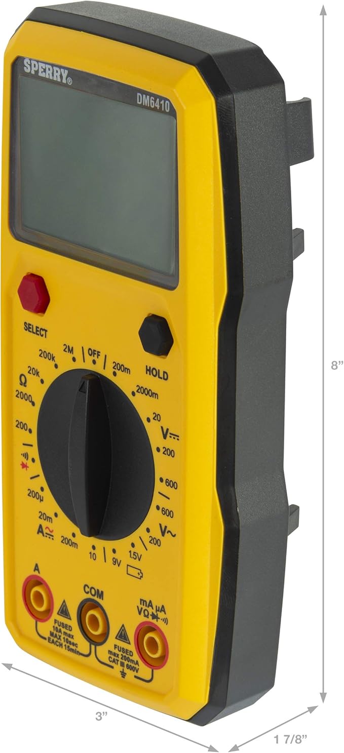 Sperry Instruments DM6410 8 Function Digital Multimeter, Yellow