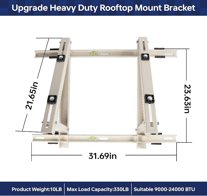 WeCooper Rooftop Mini Split Mount Bracket 9000to24000BTU,Heavy Duty Adjustable Roof Bracket More Stability&Level for for Ductless MiniSplit Air Conditioner Condenser Unit&Heat Pump,Support to 330LB