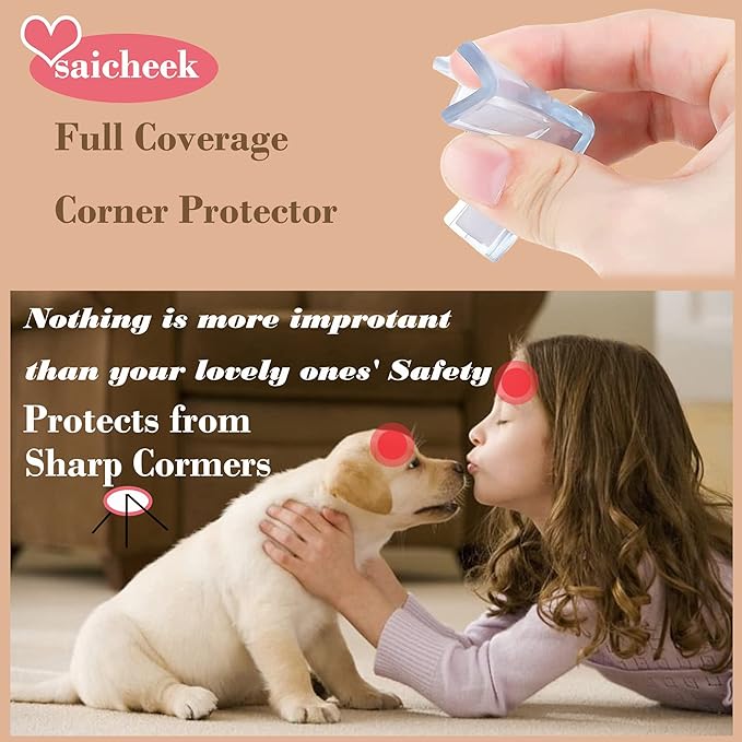 4Pcs Large(Length: 1.7inch) Silicone Corner Protector Baby Proofing,Table Corner Protectors for Baby,Strong Adhesive T Shaped Baby Head Protector Table Corner Protectors for Furniture