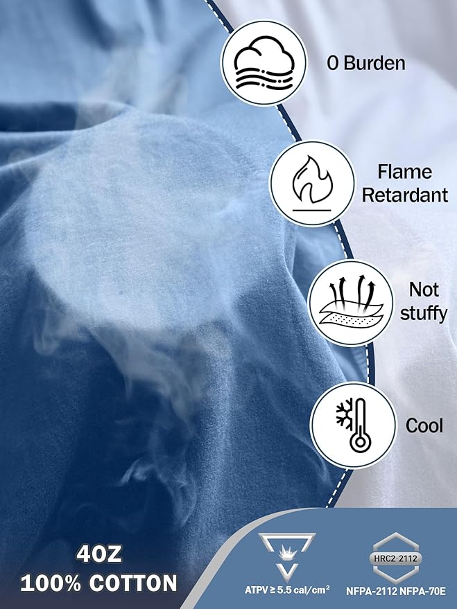 FR Shirts for Men 4oz Lightweight Fire Resistant Shirts for Men Long Sleeve Welding Shirt CAT1