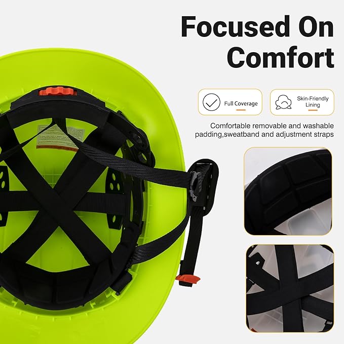 Full Brim Hard Hat Construction OSHA Approved Vented Hard Hat Cascos De Construccion Adjustable Cool Vent Work Safety Helmet for Men and Women
