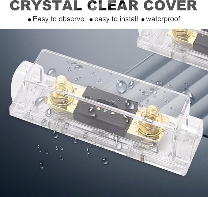 2PCS ANL Fuse Holder 200 AMP Fuse Car Audio ANL Fuse Holder Block 0/2/4 Gauge AWG Inline ANL Fuse Holder with 200A Battery Fuse w Holder Solar Fuse for Car Audio Alarm Amplifier and Solar System