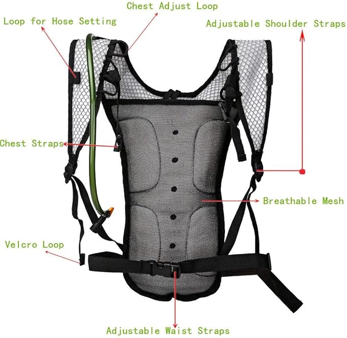 Hydration Pack with 2L Backpack Water Bladder - Great for Outdoor Sports of Running Hiking Camping Cycling Skiing