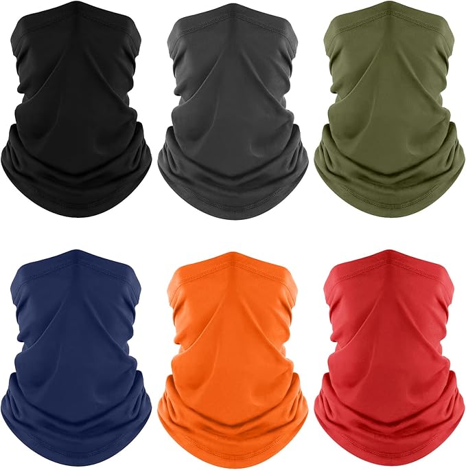 Fuinloth Neck Gaiter, 6 Pack Cooling UV Protection Bandana Face Mask Gator Scarf for Men Women