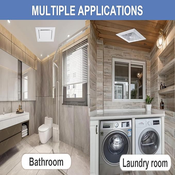 Bathroom Exhaust Fan without Light, Ceiling Mount Ventilation Fan bathroom extractor 110V bathroom fan for Kitchen 120CFM 1.2Sones (Square)