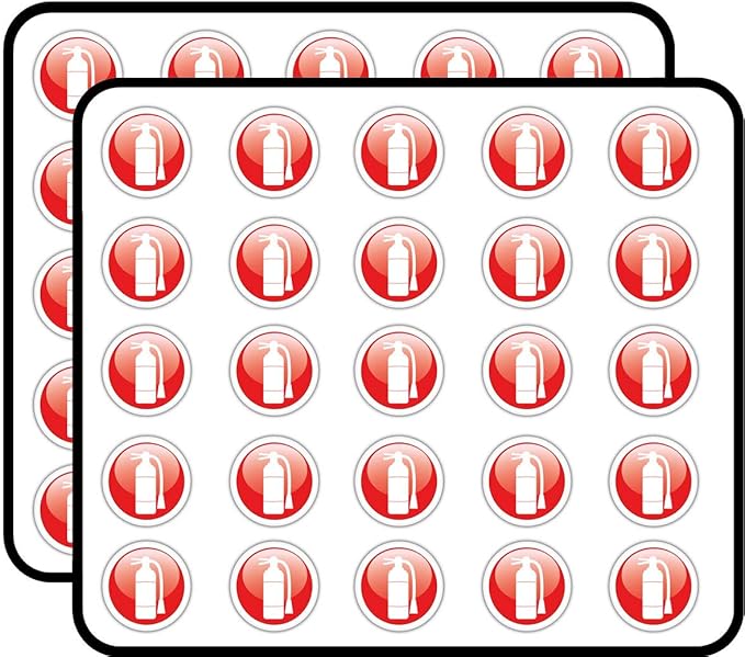 Fire Extinguisher Glossy Sign Sticker for Scrapbooking, Calendars, Arts, Kids DIY Crafts, Album, Bullet Journals 50 Pack