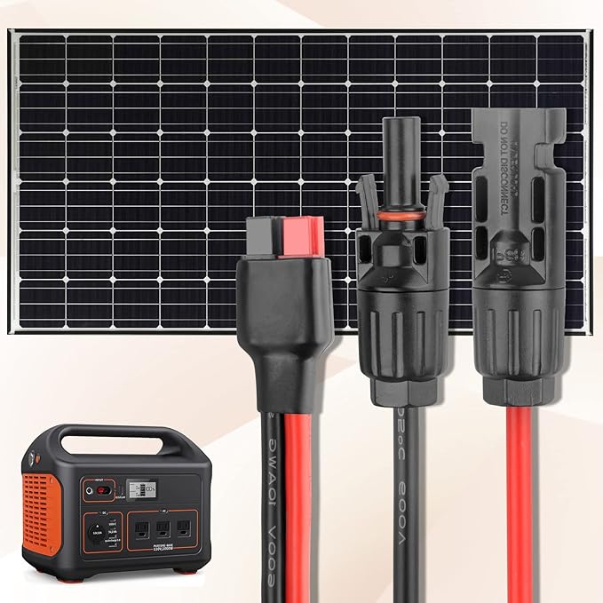 10AWG Solar Panel Cable Connector Kit, Compatible with Solar Connector and Anderson Connector for RV, Goal Zero Yeti, Renogy Portable Solar Generator Power Station (1.6Ft)