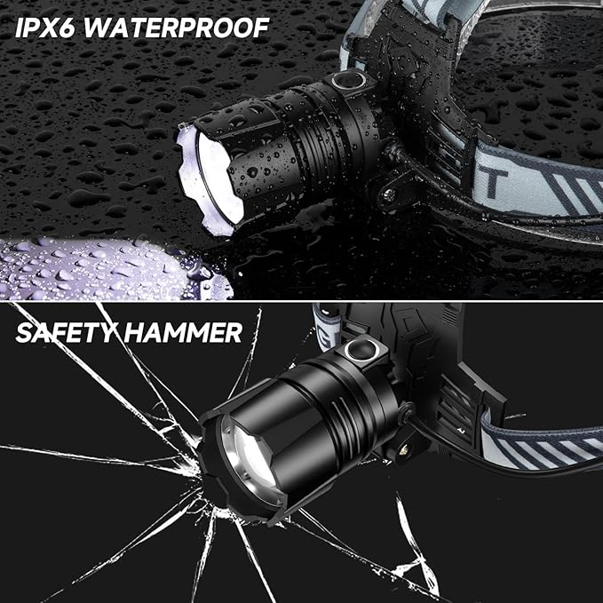 NiaoChao 2Pack Headlamp Rechargeable, 99000 LM Super Bright LED Head Lamp with 3 Modes, 90° Adjustable Head Lights for Forehead, 20+Hrs Runtime & IPX6 Waterproof HeadLamps for Camping Running