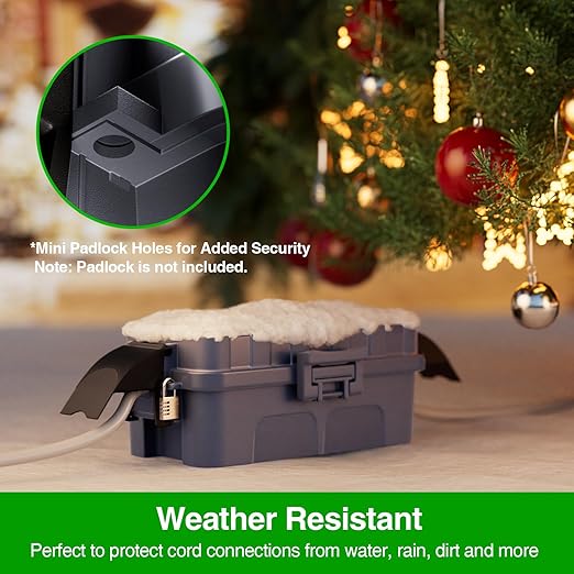 Flemoon IP55 Small Outdoor Electrical Box Waterproof (Inner 5.9 x 3.2 x 1.8inch), Extension Cord Cover with Detachable Awning Covers for Plug, Outlet, Holiday Lights, Gray