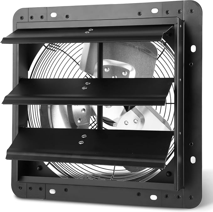 Xcity 12 inch Shutter Exhaust Fan, Wall Mounted Fan High Velocity 950 CFM, 1600 RPM, Auto Aluminum Attic Vent Fan, Low Noise for Garage,Warehouse, Greenhouse Ventilation Cooling
