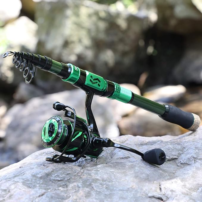 Sougayilang Fishing Rod Reel Combinations, 24 Ton Carbon Fiber, Portable Telescopic Fishing Rod Spinning Reels for Travel Saltwater Freshwater Fishing Gifts for People
