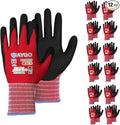 KAYGO Safety Work Gloves MicroFoam Nitrile Coated, 12 Pairs KG18NB,Seamless Knit Nylon Glove for Men and Women, Ideal for Automotive,Warehouse,Construction (M,Red)