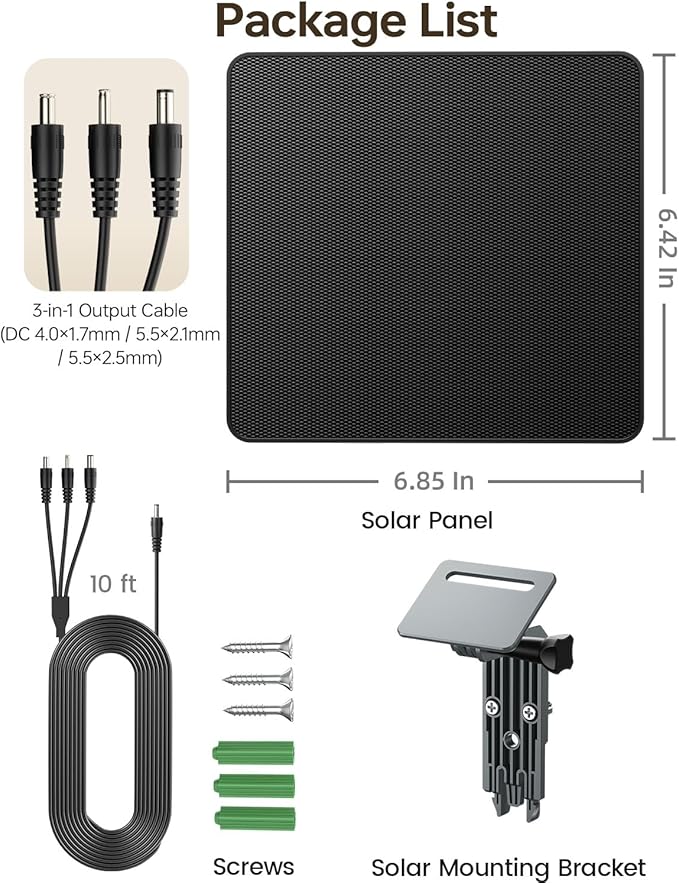 KJK 6W Trail Camera Solar Panels, Solar Battery Charger 12 Volt, Waterproof Hunting Accessory, Ideal for 24/7 Wildlife Monitoring, Compatible with All Wireless/Cellular Trail Cameras, 10000mAh Battery