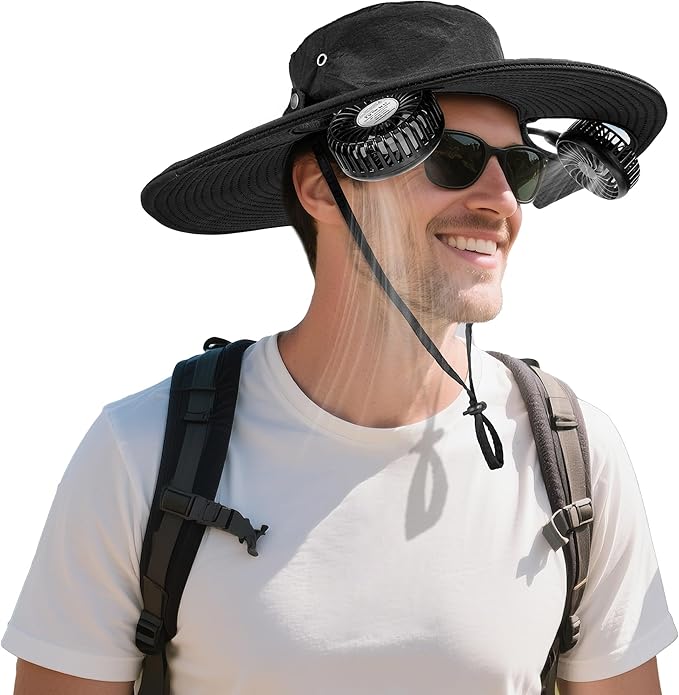 AMACOOL Bucket Hat Fan, Gifts for Him Father Dad Husband, Fishing Essentials for Men Women Camping Hiking Beach Gardening