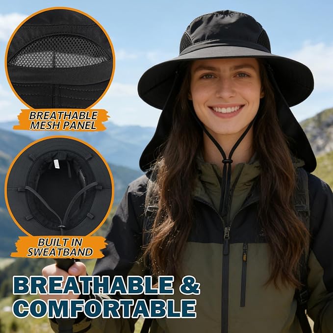 EINSKEY Wide Brim Sun Hat, UPF 50+ UV Protection Waterproof Packable Bucket Hat for Men & Women, Fishing Hiking Beach Garden