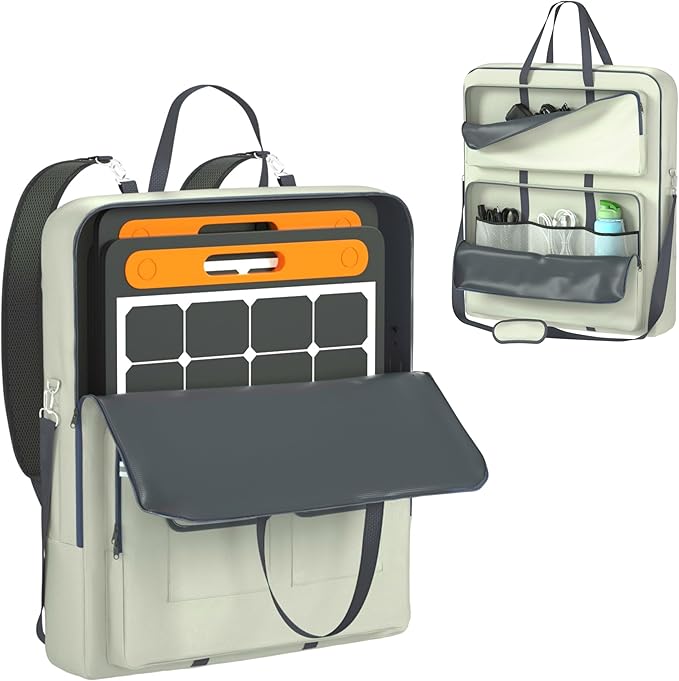 1680D Waterproof Solar Panel Storage Bag, Compatible with Jackery SolarSaga 100W 100X200W, Suitable for 2 Solar Panels, 3-in-1 Multifunctional Backpack (Handheld/Slanted/Backpack)