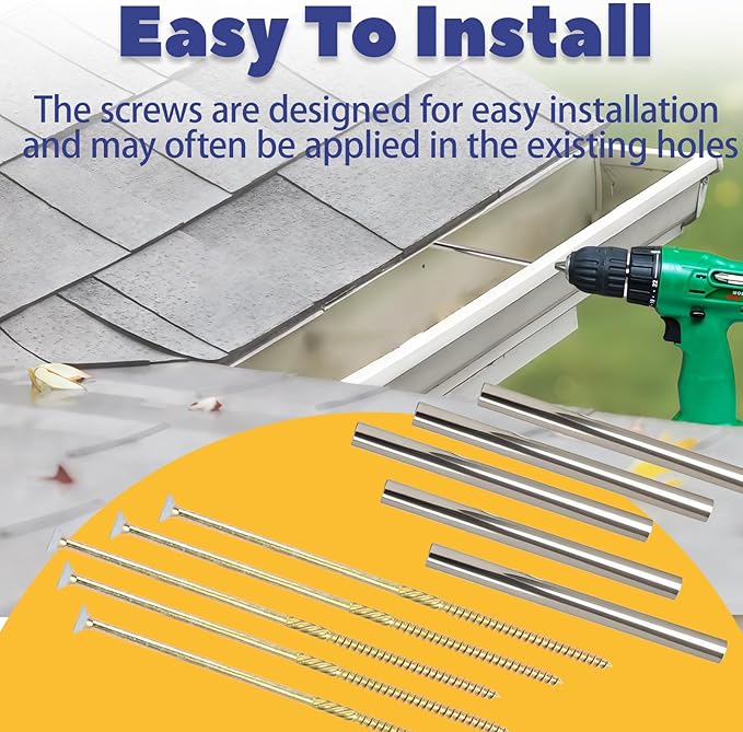 20 Sets Gutter Screws White 3304719PK 7-Inch with Stainless Steel Ferrule Durable Gutter Nails and Spikes Easy-to-Install Secure Gutter Fasteners for Renovation and Maintenance of gutters