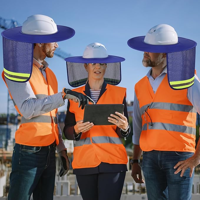 Jspupifip 20 Pack Hard Hat Sun Shade Full Brim Sun Shield High Visibility Visor with Reflective Strip for Hard Hat Accessories Construction Sites