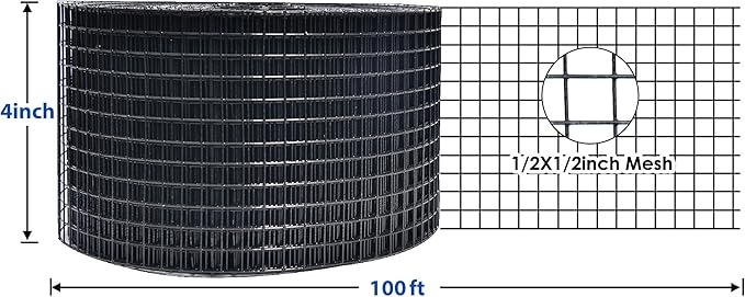 Solar Panel Guard, 4in X 100ft PVC Coated Critter Guard Roll Kit for Solar Panel Wire Screen, Black Pigeon Deterrent Solar Panel Mesh (No Clips Included)