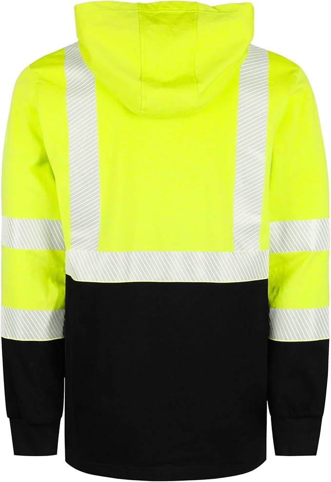 TICOMELA FR Shirts Pullover High Visibility 6oz Lightweight Hi vis Flame Resistant Reflective Hooded Work Shirt