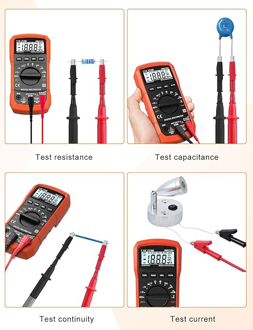 Digital Multimeter,Multimeter Tester, High Sensitivity Voltmeter Ammeter Ohmmeter NCV Circuit Checker Measures AC/DC Voltage,AC/DC Current, Resistance, Diodes, Continuity, Transistor (Black)